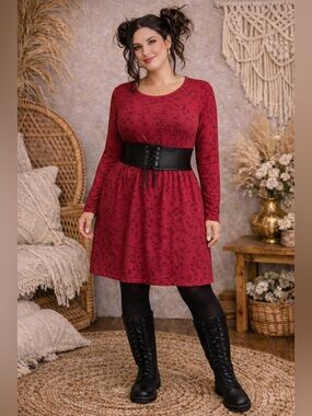 🔥5/$35🔥 Wearever Collection Red Floral Dress | Size M